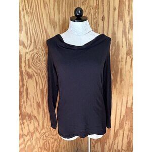 Standard James Perse Size 1 (S) Black Top Long Sleeve Shirt Cowl Neck Cotton
